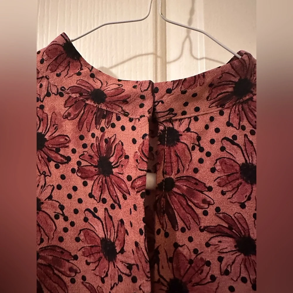 Zara Ruffled Print Marsala Dress - Size XS - Picture 8 of 13